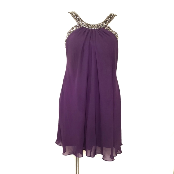Scarlett Nite Purple Chiffon A-Line Dress Size 12 - Picture 8 of 11